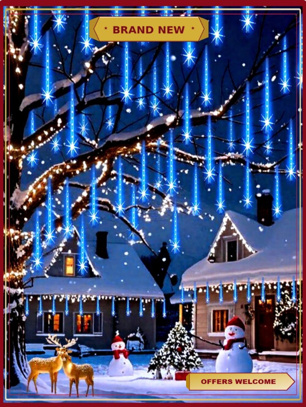 Christmas String Lights 20 inch 10 Tubes 540 LED Icicle Twinkle Meteor Shower